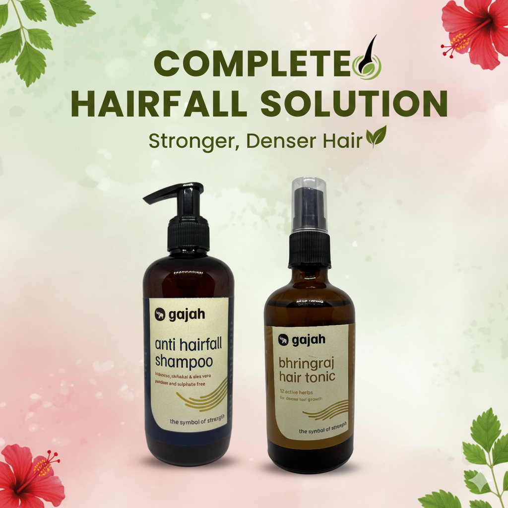 Gajah Anti Hairfall Shampoo and Gajah Bhringraj Hair Tonic