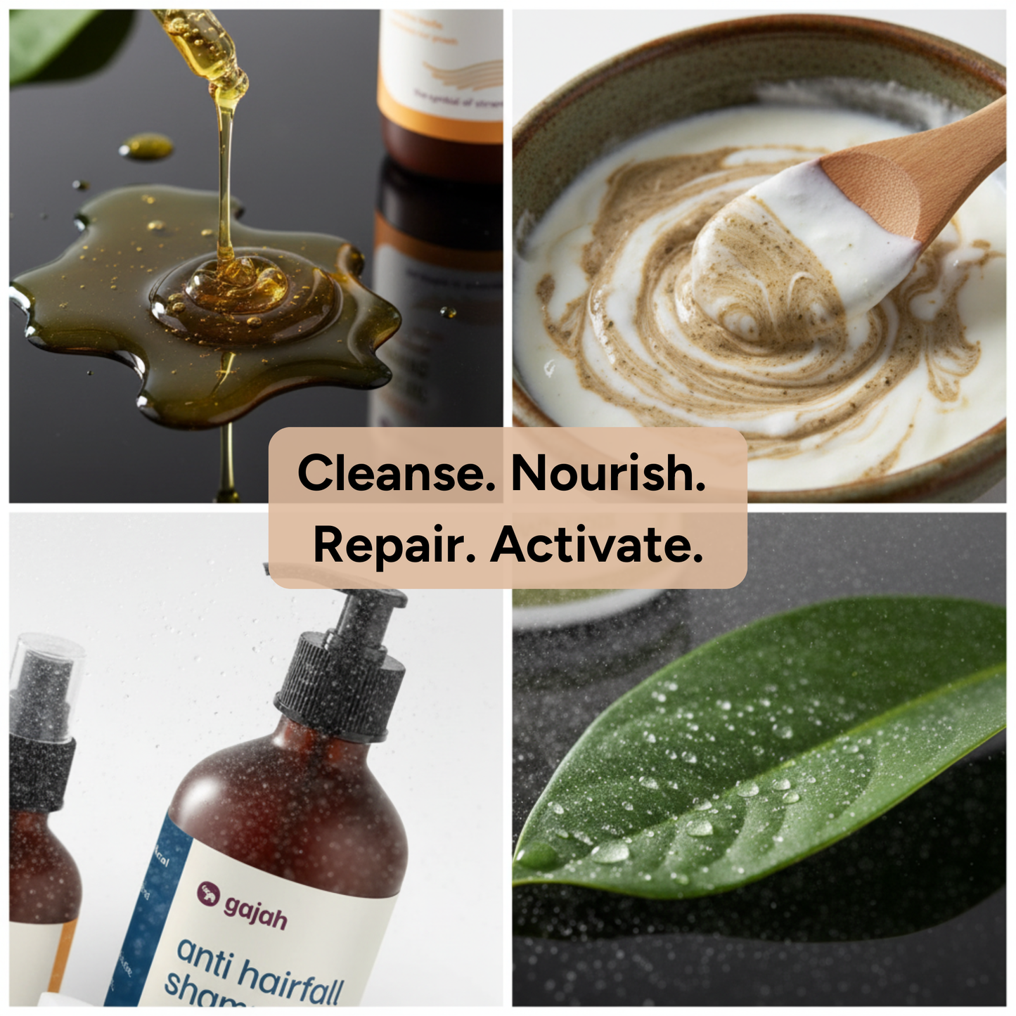 Gajah Hair Care Kit - Hair Tonic, Luxury Hair Oil, Anti Hairfall Shampoo and Hair Mask