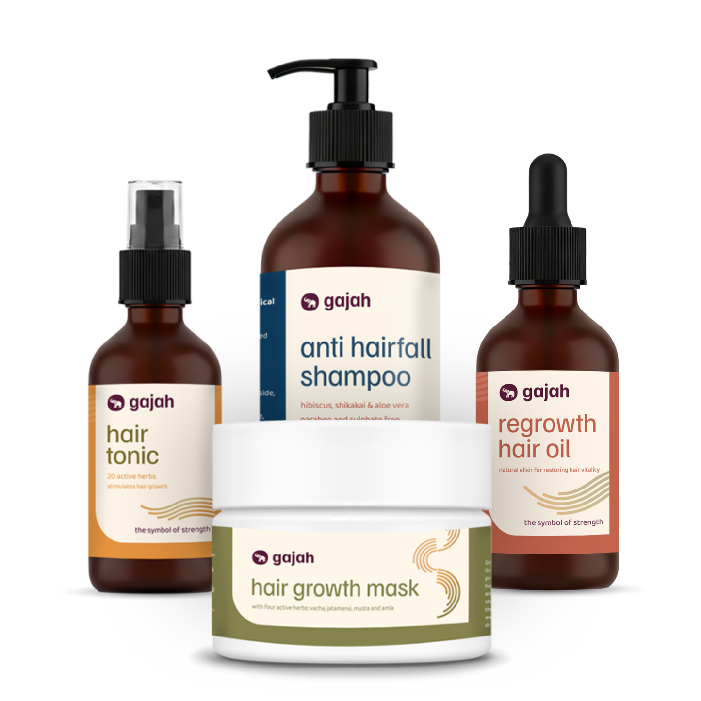 Gajah Hair Care Kit - Hair Tonic, Regrowth Hair Oil, Anti Hairfall Shampoo and Hair Mask