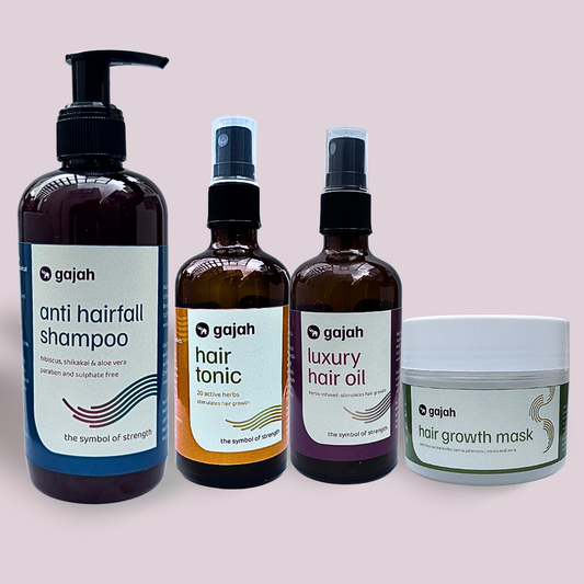 Gajah Hair Care Kit - Hair Tonic, Luxury Hair Oil, Anti Hairfall Shampoo and Hair Mask