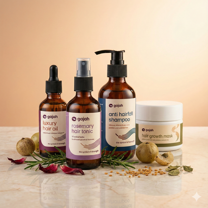 Gajah Rosemary Hair Care Kit - Rosemary Tonic, Luxury Hair Oil, Shampoo & Hair Mask